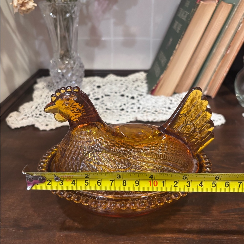 Vintage Indiana Glass Amber Hen on Nest Fairy Light - Picture 9 of 9